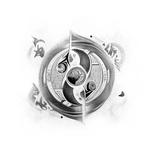 Yin Yang With Warrior And Crows