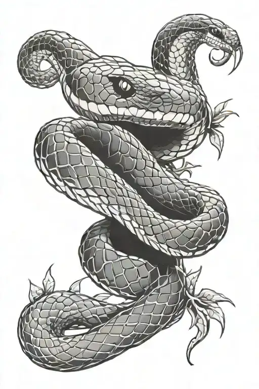 Snake Wrapping Itself Around Thorns