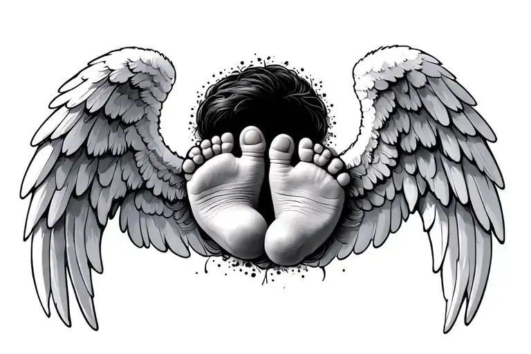 Angel Wings With Baby Feet On The Inside Representing