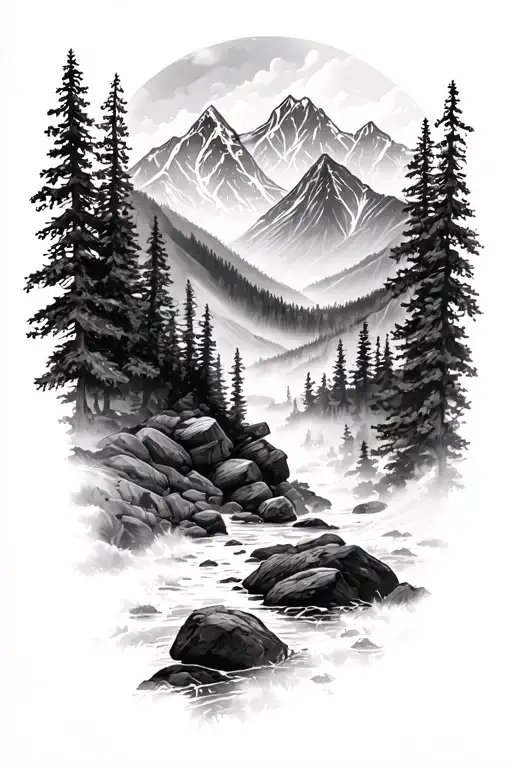 Mountain And Forest Landscape