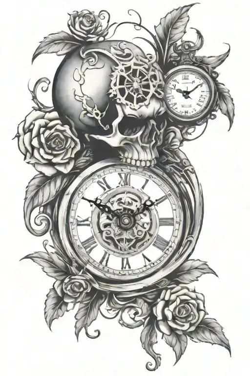 Skull And Clock Embedded