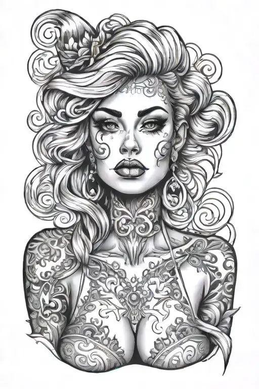 Beautiful Woman Showing Cleavage Smoking Cigarette