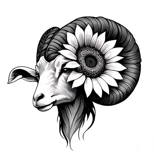Aries Ram With Sunflower