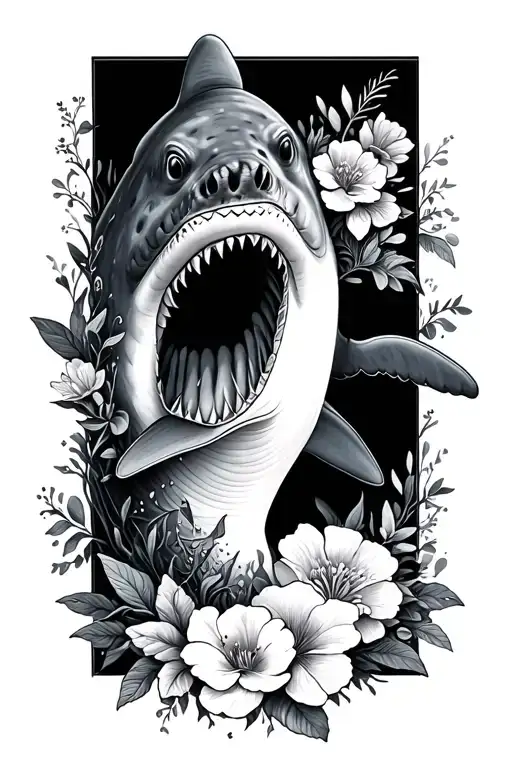 Whaleshark Surrounded By Flowers