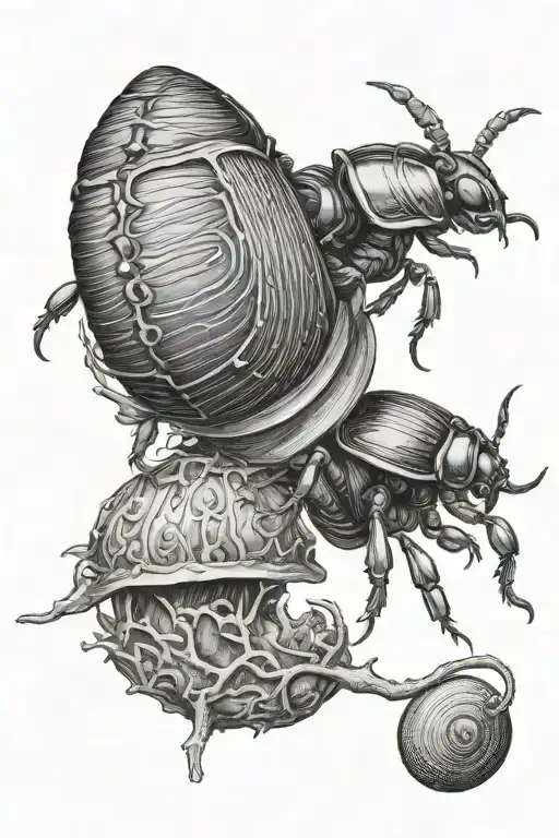 The Power Of Life In A Dung Tree Beetle With A Snail