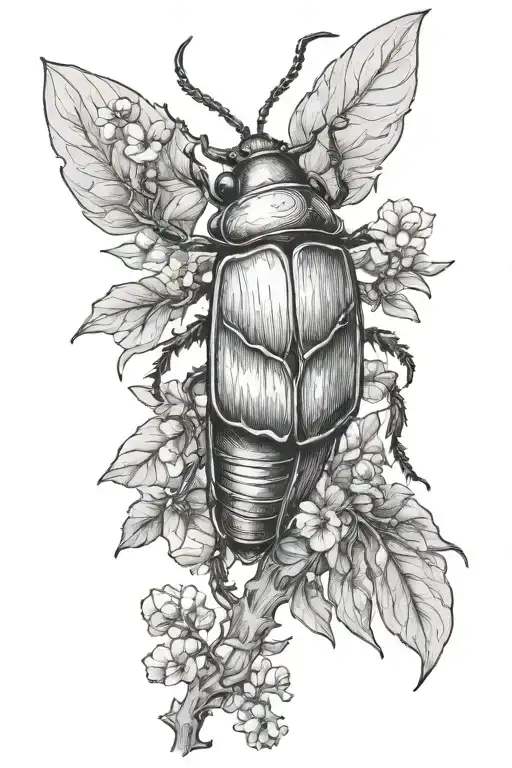 Russian Power Is In The May Beetle That Sits On A Tree With Thin Lines Of Life