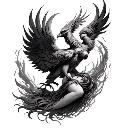 Phoenix Rising From A Womans Chest