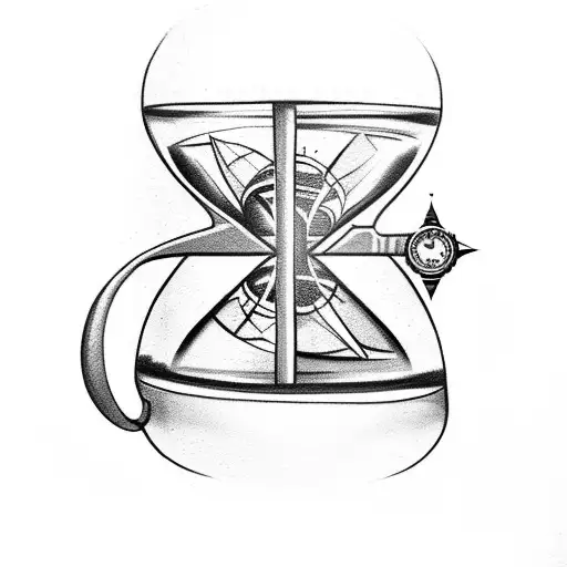 Hourglass With A Compass Tattoo