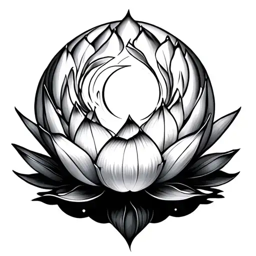 Lotus Flower Droplet Moon Intertwined