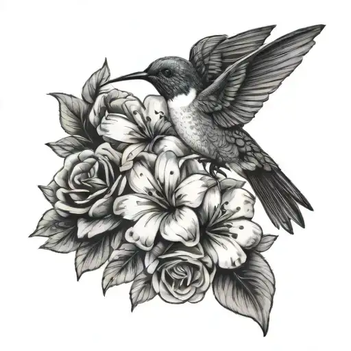 Hummingbird And Flower Bouquet
