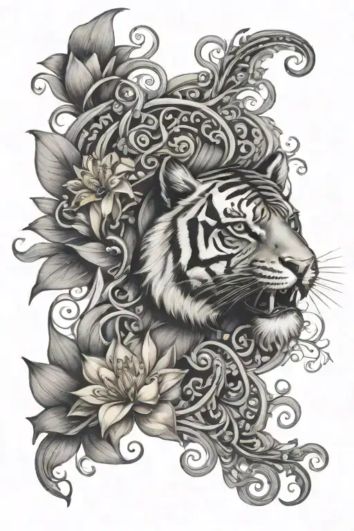 Tiger Lotus Flowers Swirls