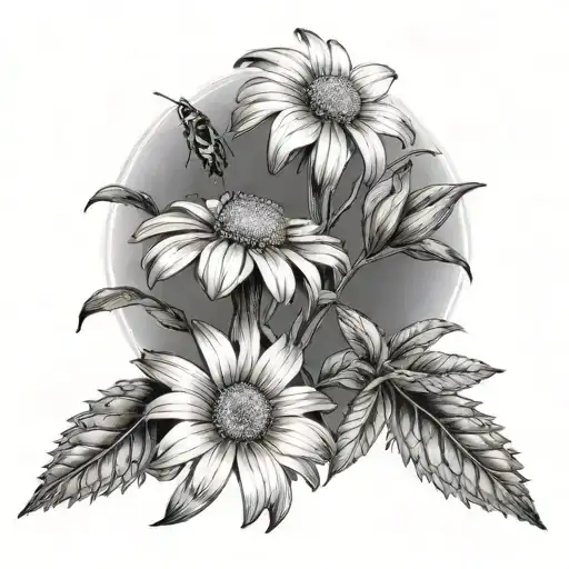 Daisy And Honeysuckle Tattoo Realism