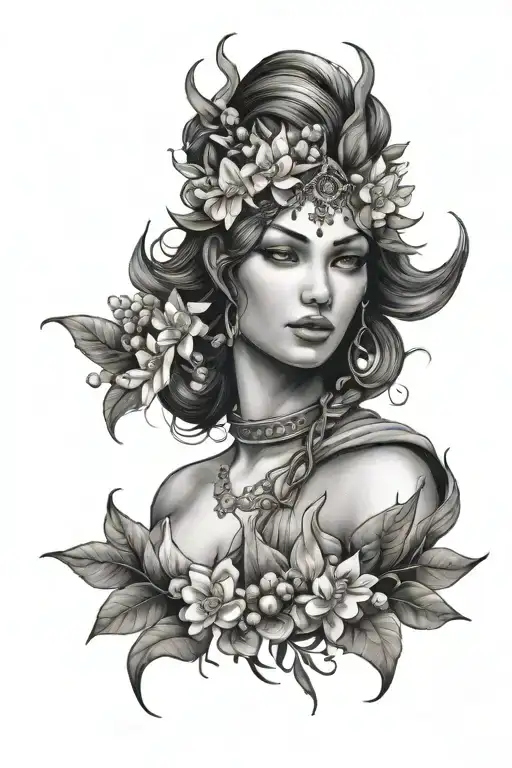 Maia Spring Goddess With Lily Of The Valley Flowers Head To Shoulders