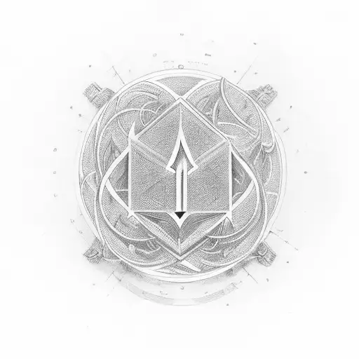 The Mathematical Symbol Aleph Null Embedded In A Symmetrical Shape