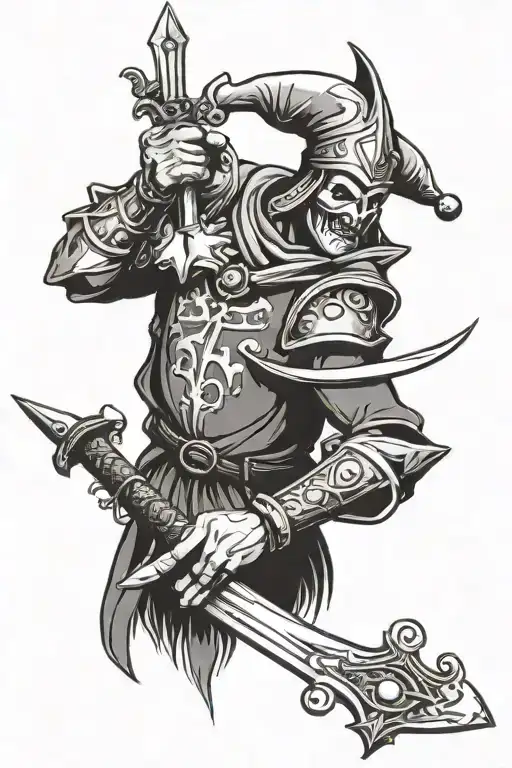 Medieval Jester Hand And A Sword