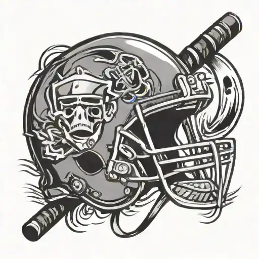 Football Helmet With Lacross Stick