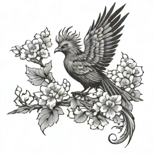 Phoenix And Japanese Cherry Tree
