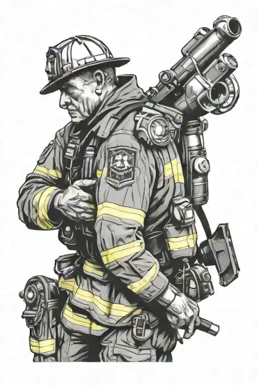 Firefighter With With Grandmothers Hand On Shoulder