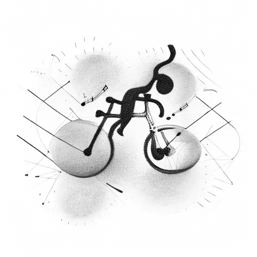 An Abstract Representation Of A Bike And Music Blending Together