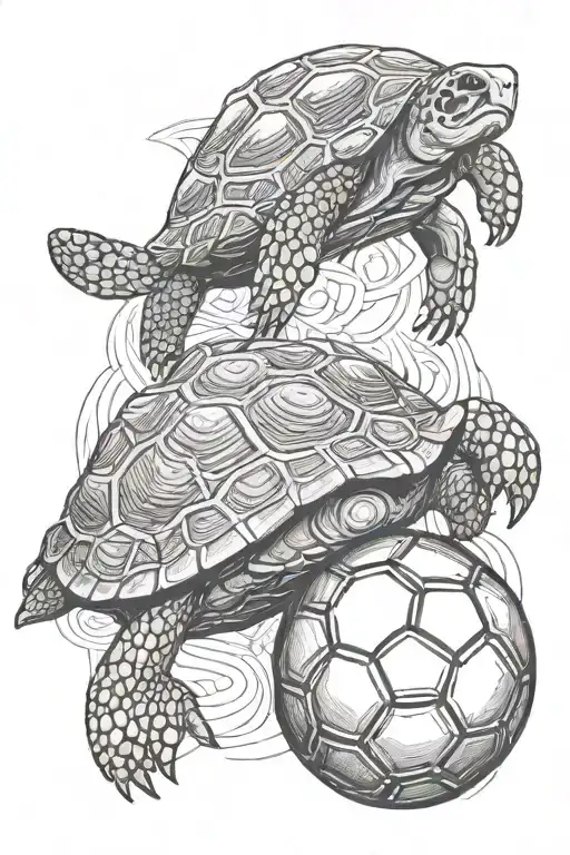 Tattoo Of A Football And A Tortoise