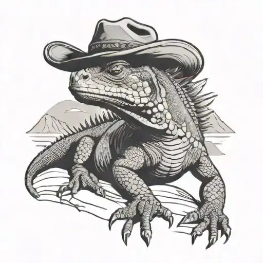 Cowboy Iguana Chilling In The Desert Landscape