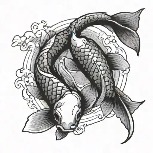 Two Koi Fish Swimming In Circle