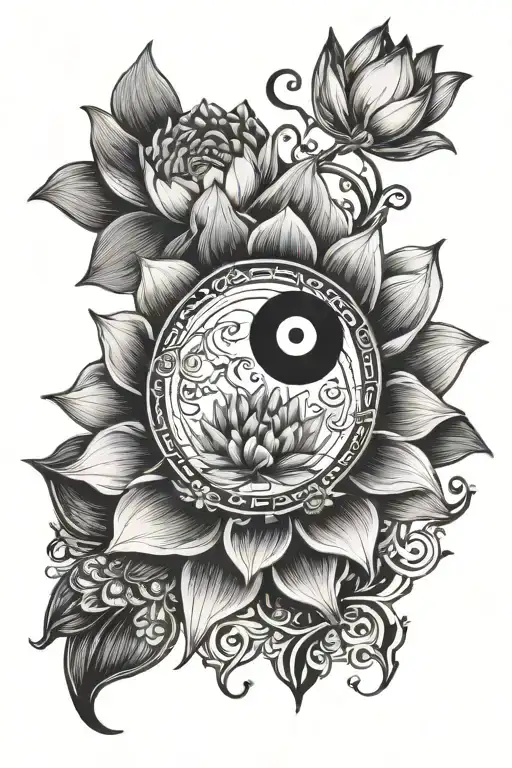Lotus And Compas Yin Yang
