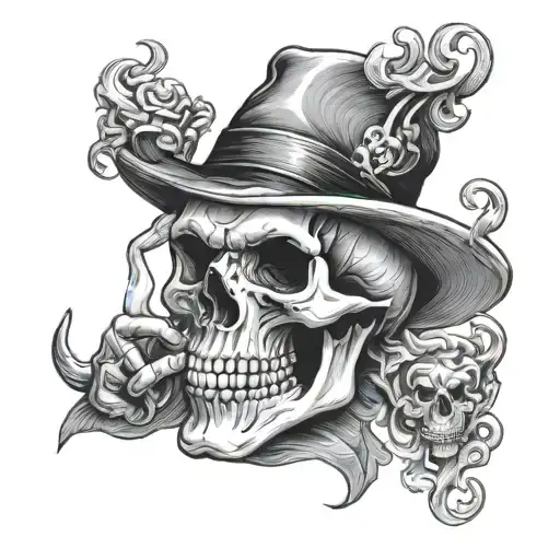 Skull Smoking And Drinking