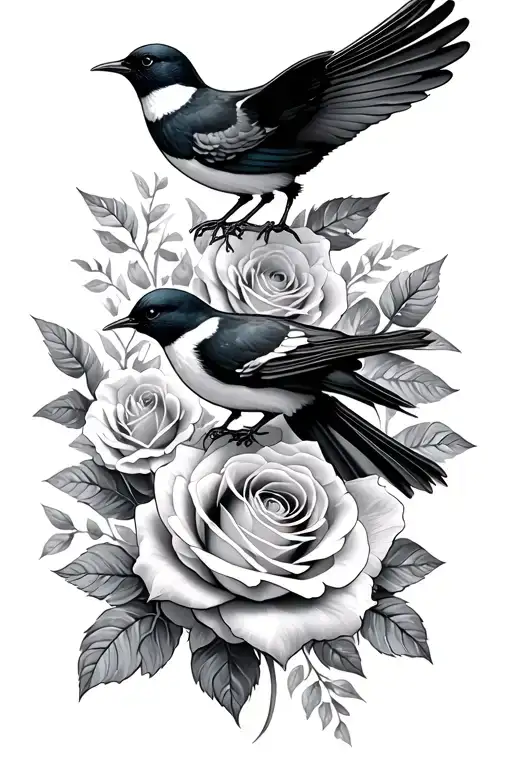 Swallow Birds And Rose Surrounded