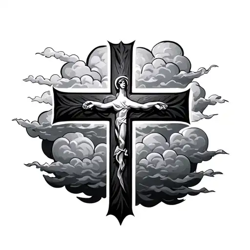Christian Cross With Clouds