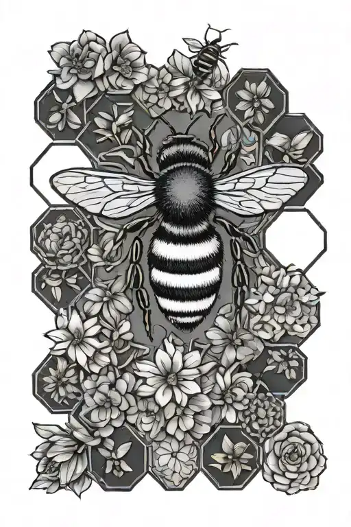 Bee Hexagon Pattern Tattoo Inspired