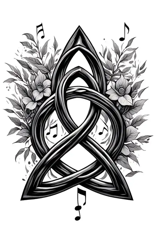 Trinity Knot Design Incorporating Elements Of Nature And Music