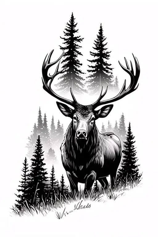 Outdoorsman Idaho Hunting Elk Forest Scene