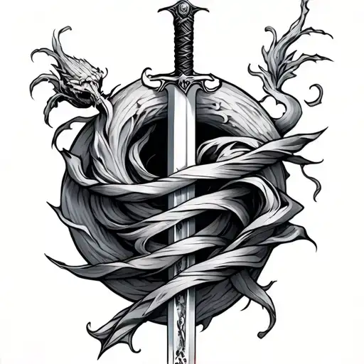 Serpen Wrapped Arounf A Sword