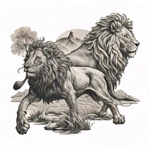 Lion And The Lamb Walking Out Of The Valley