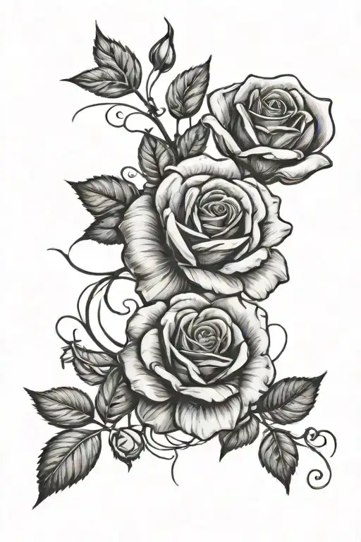 Rose And Honeysuckle Flower With Name Intertwined