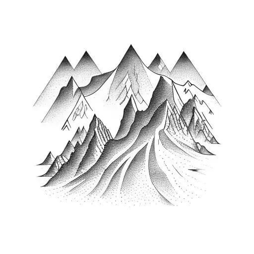 A Mountain Range With A Path Leading To A Basketball Court