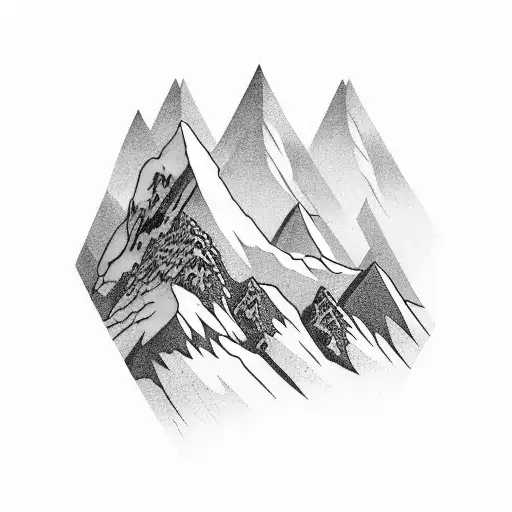 A Mountain Range With A Path Leading To A Basketball Court