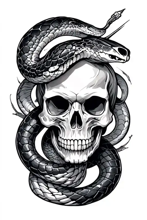 Cyberpunk Skull And Snake