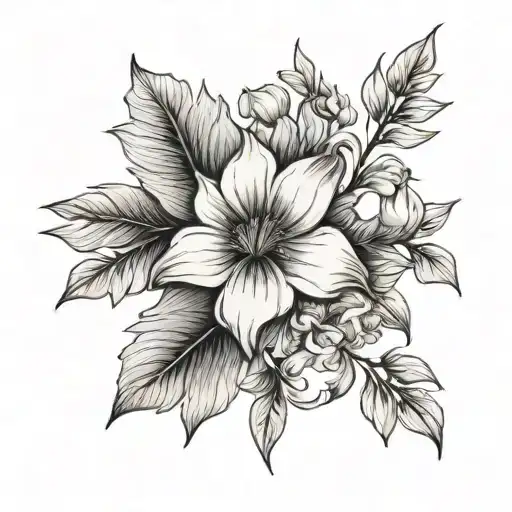 A Black And Grey Tattoo Of A Delicate Flower In Memory Of Your Deceased Grandfather