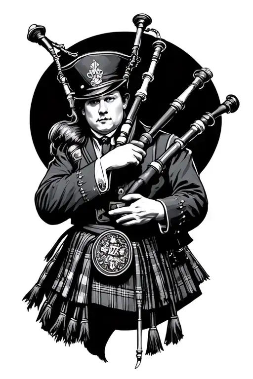 Person Playing Scottish Bag Pipes