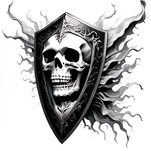 Veils Coming Out Of A Skeleton Of Shield And Are Realistic