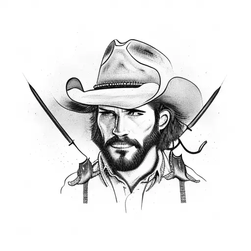 A Rugged Cowboy Hat Adorned With Hunting Tools