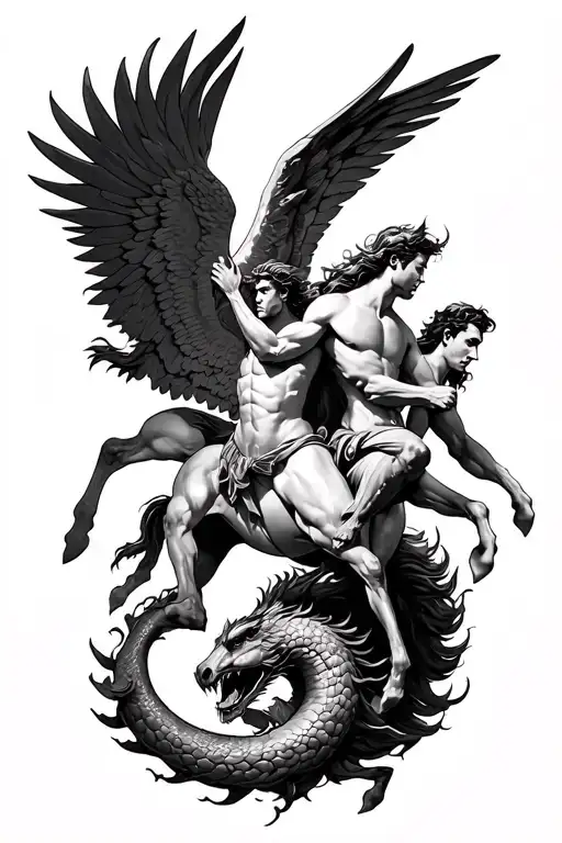 Perseus Riding Pegasus And Hercules Fighting Hydra