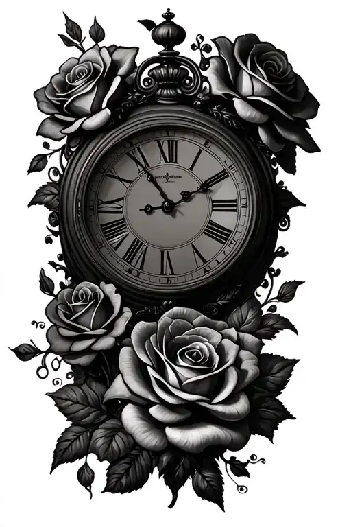 Alice And Wonderland Clock With Roses