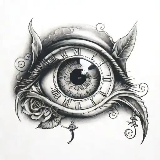 Eye With A Clock And Benath That A Quote