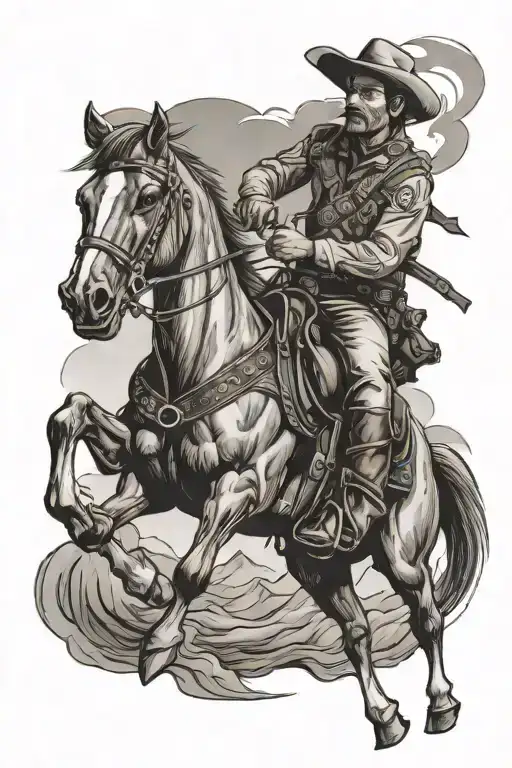 Western Train Cowboy Riding A Horse