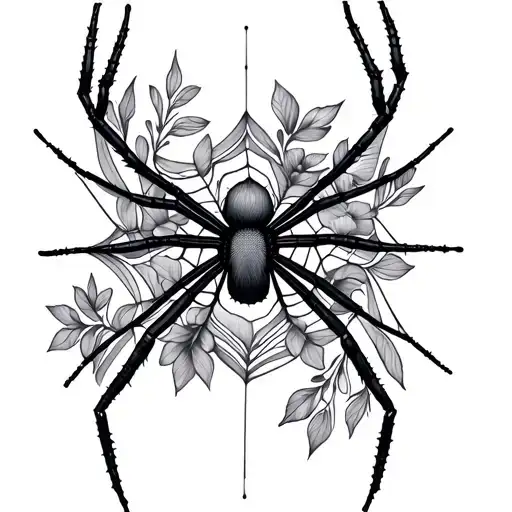 Spider Web With Floral Patterns