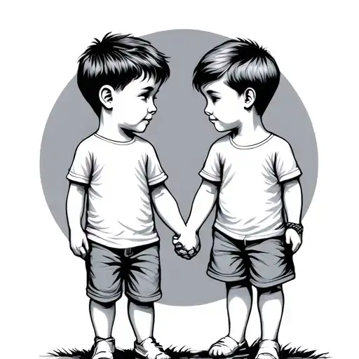 Two Little Boys Holding Hands