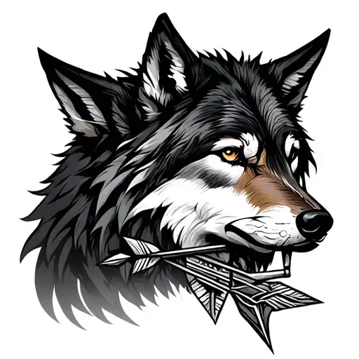 Wolf And Sagittarius Arrow